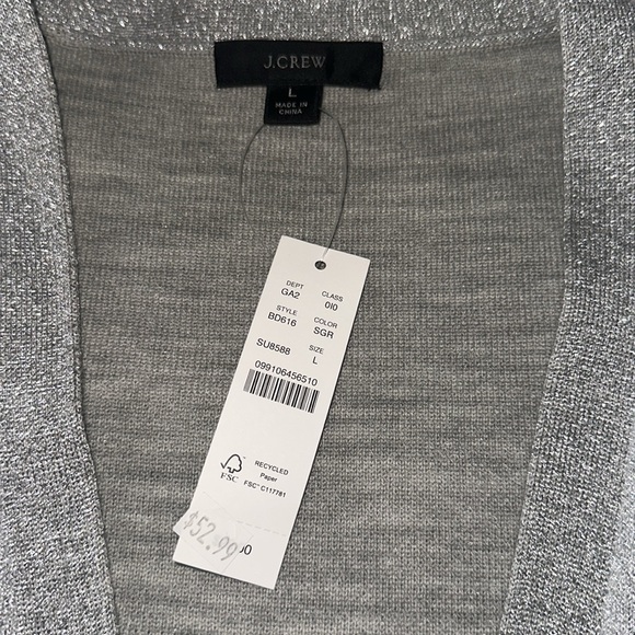 J Crew metallic silver cardigan - large brand new - Picture 3 of 3